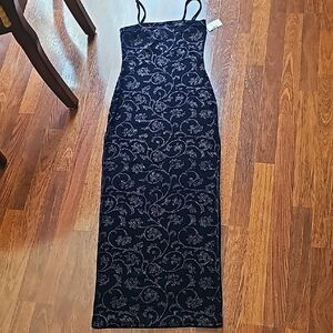 Blue and Black Floral Sheath Dress